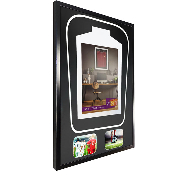 Vivarti DIY Tapered 3D Double Mounted + Double Aperture Sports Shirt Display Gloss Black Frame