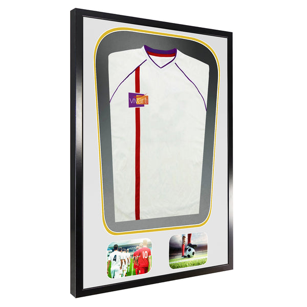 Vivarti DIY Tapered 3D Double Mounted + Double Aperture Sports Shirt Display Gloss Black Frame