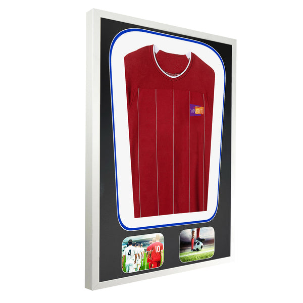 Vivarti DIY Tapered 3D Double Mounted + Double Aperture Sports Shirt Display Gloss White Frame